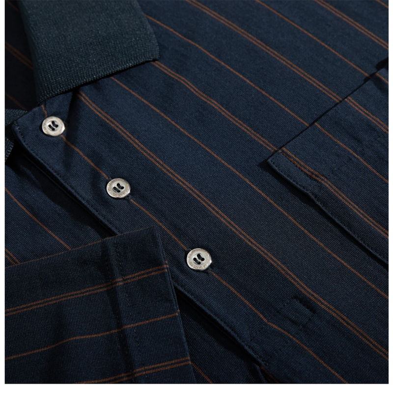 FANCY POLO SHIRT NAVY / BROWN