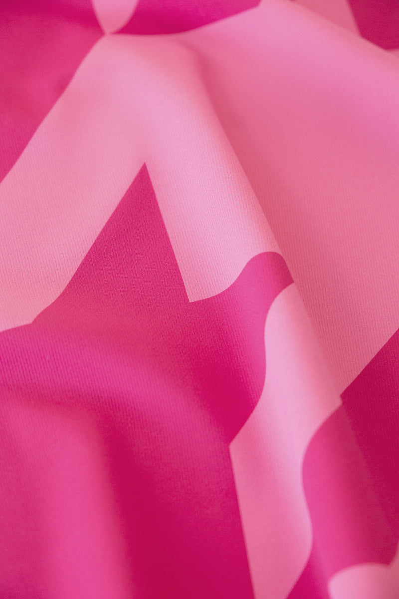 Fuschia Snap Placket Polo - Houndstooth