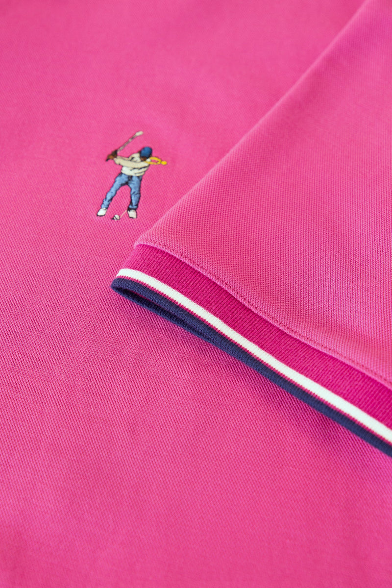 Fuschia Tip Pique Polo