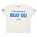 Hellstar Beat Us! T-Shirt 'White/Blue' - Side Kicks