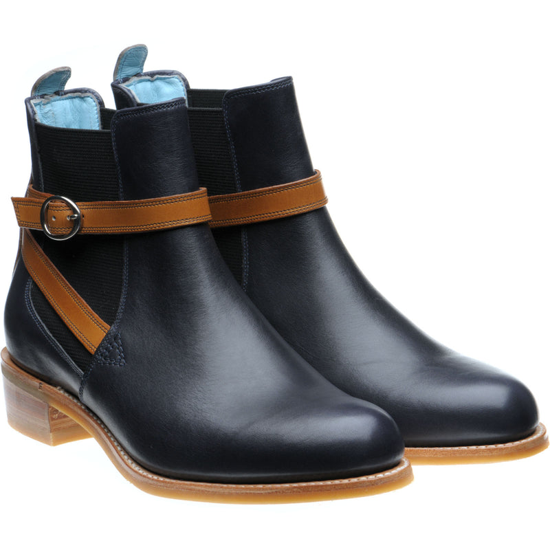 Product image for Herring Jodie ladies rubber-soled Chelsea boots in navy calf with cedar calf strap (second)
