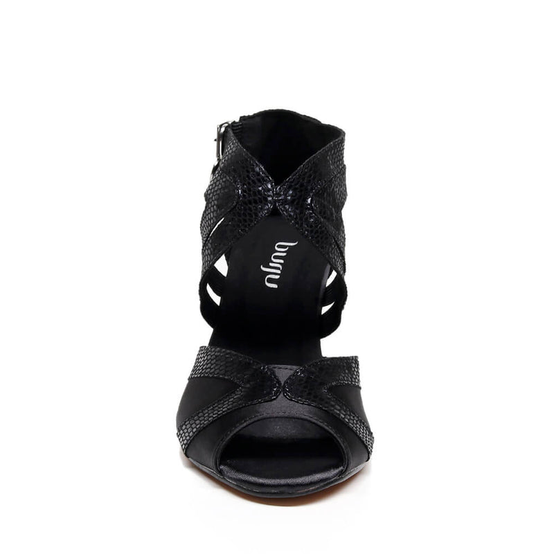 Isabel Wide Fit - Black Metallic Snake - Suede Sole