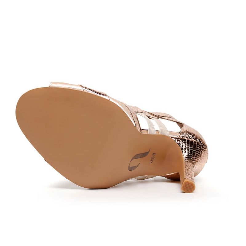 Isabel Wide Fit - Rose Gold Metallic Snake - Street Sole