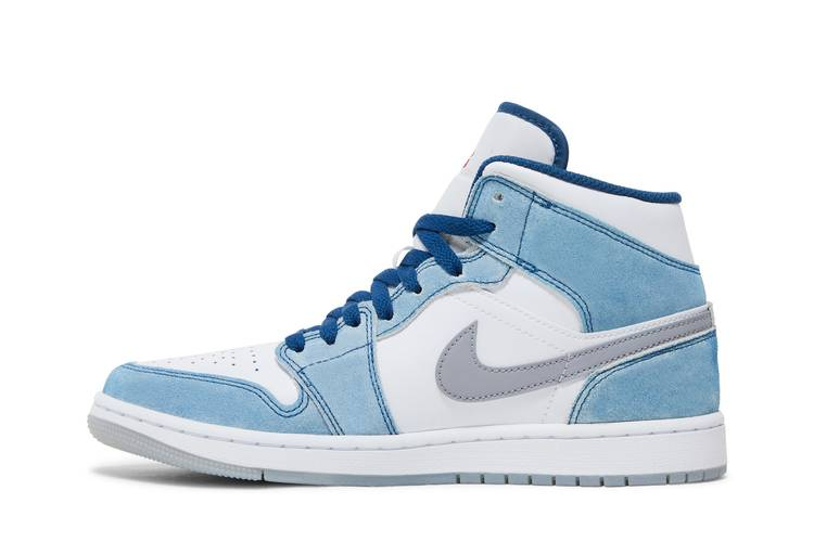 Jordan 1 Mid French Blue Fire Red