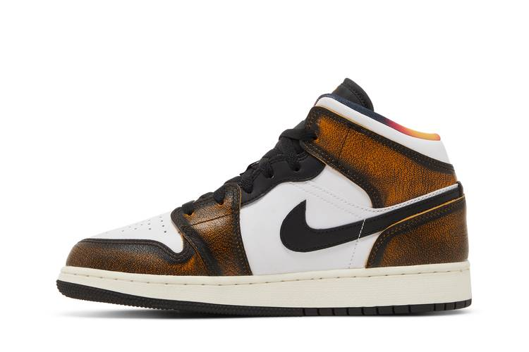 Jordan 1 Mid SE Orange Wear Away (GS)