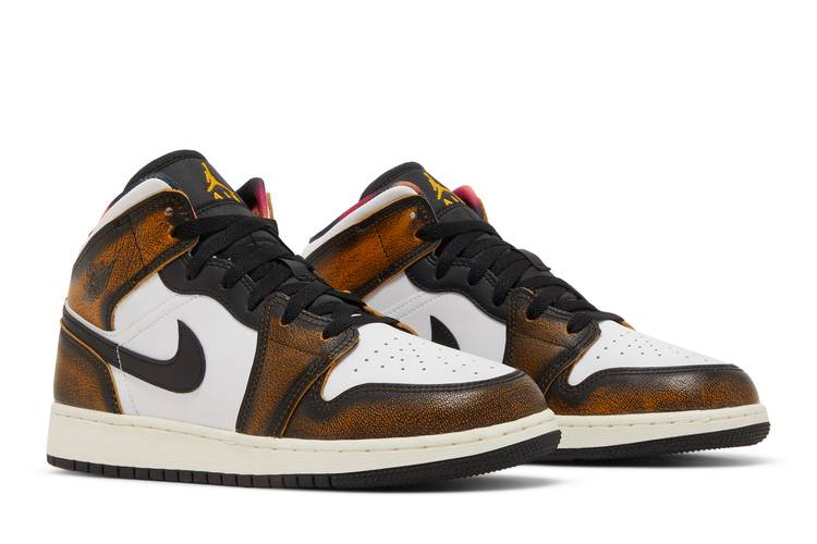 Jordan 1 Mid SE Orange Wear Away (GS)