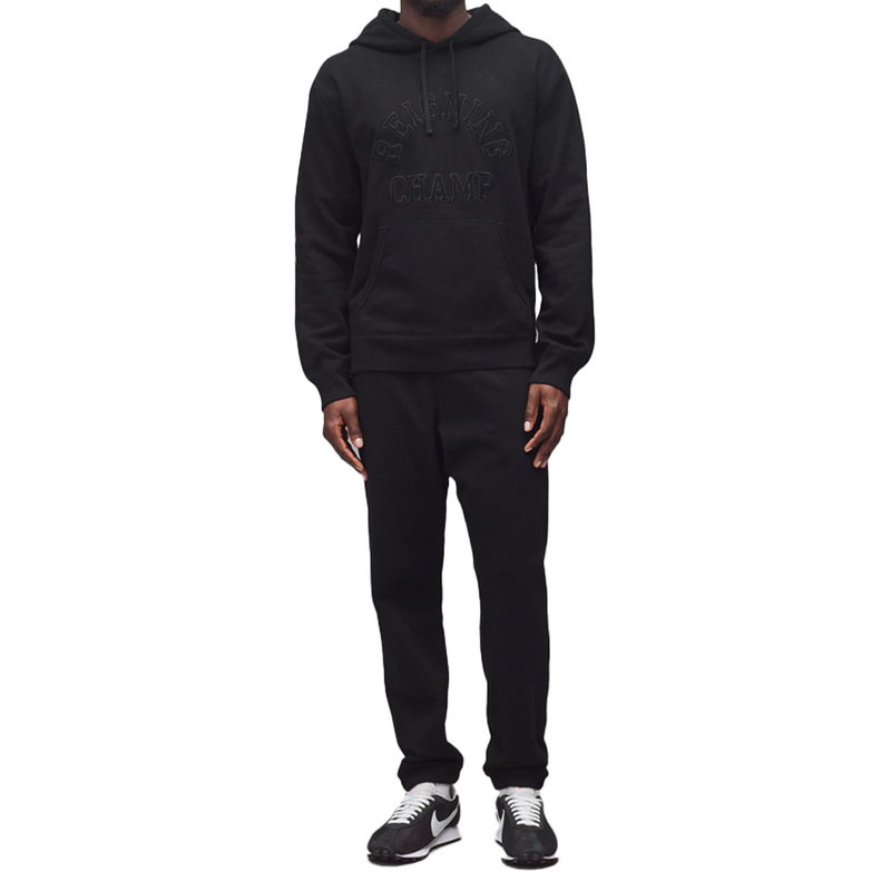 KNIT MIDWEIGHT TERRY ARCH LOGO HOODIE BLACK