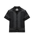 LINEN ARENA RELAXED CAMP SHIRT BLACK/WHITE
