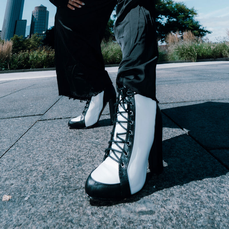 Logan - Black White Vegan Leather - Street Sole
