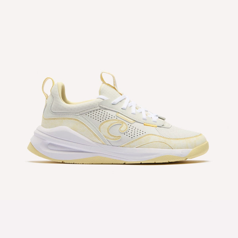 mobile - White and yellow sneaker on a white background