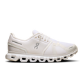 A white ON RUNNING CLOUD 6 athletic shoe with a unique sole designed for cushioning and stability.