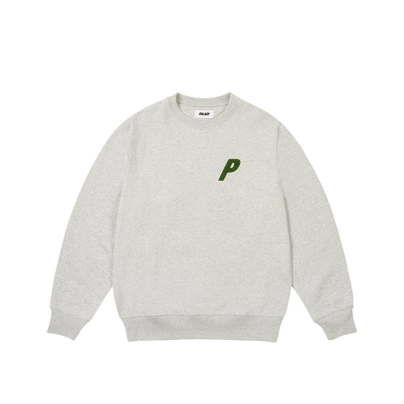 Palace Chenille Tri-ferg Crew Grey Marl