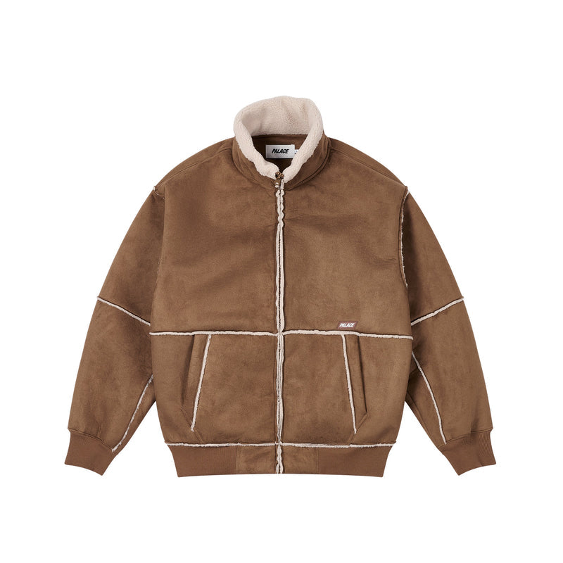 Palace Sherpa Faux Suede Funnel Caked Brown