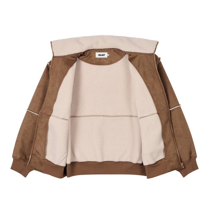 Palace Sherpa Faux Suede Funnel Caked Brown