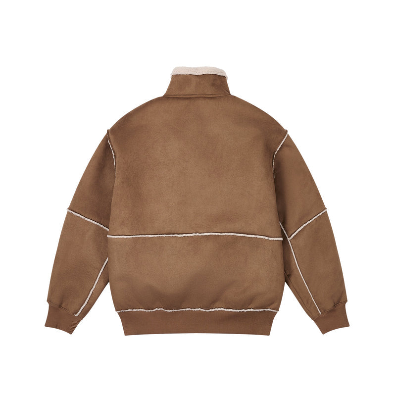 Palace Sherpa Faux Suede Funnel Caked Brown