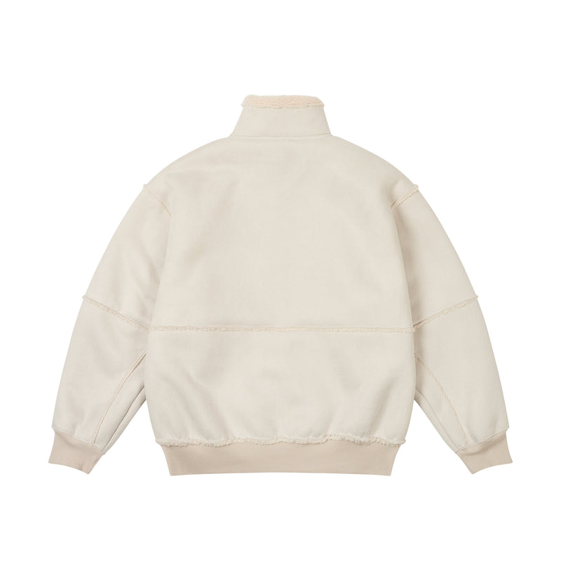 Palace Sherpa Faux Suede Funnel Soft White