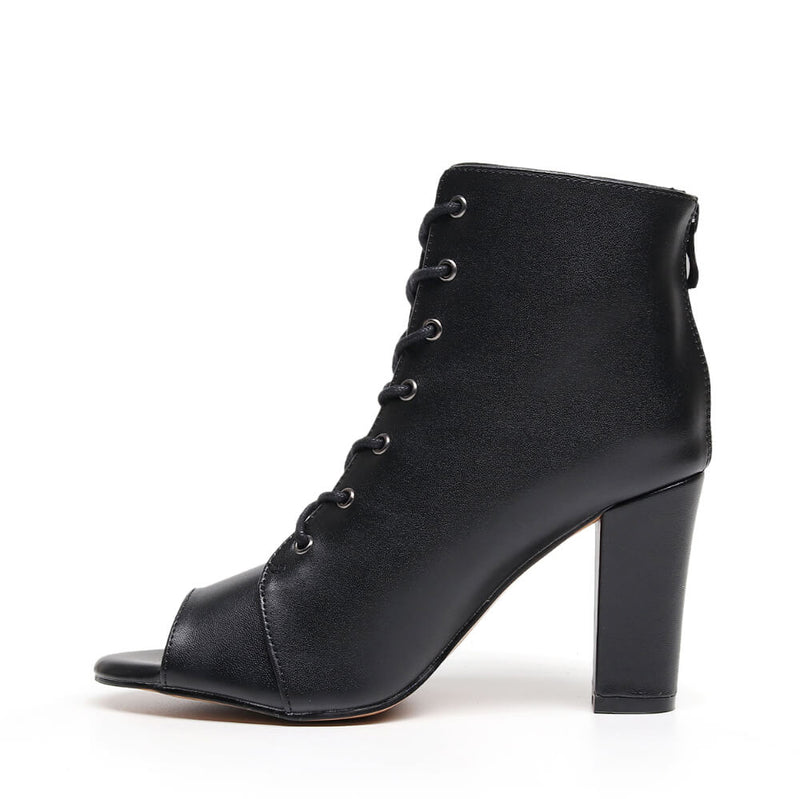 Parker Wide Fit - Black Vegan Leather - Suede Sole