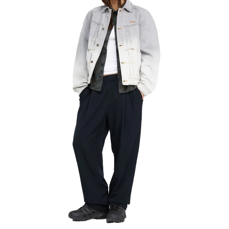 PLEATED TWILL PANTS CHARCOAL BLUE