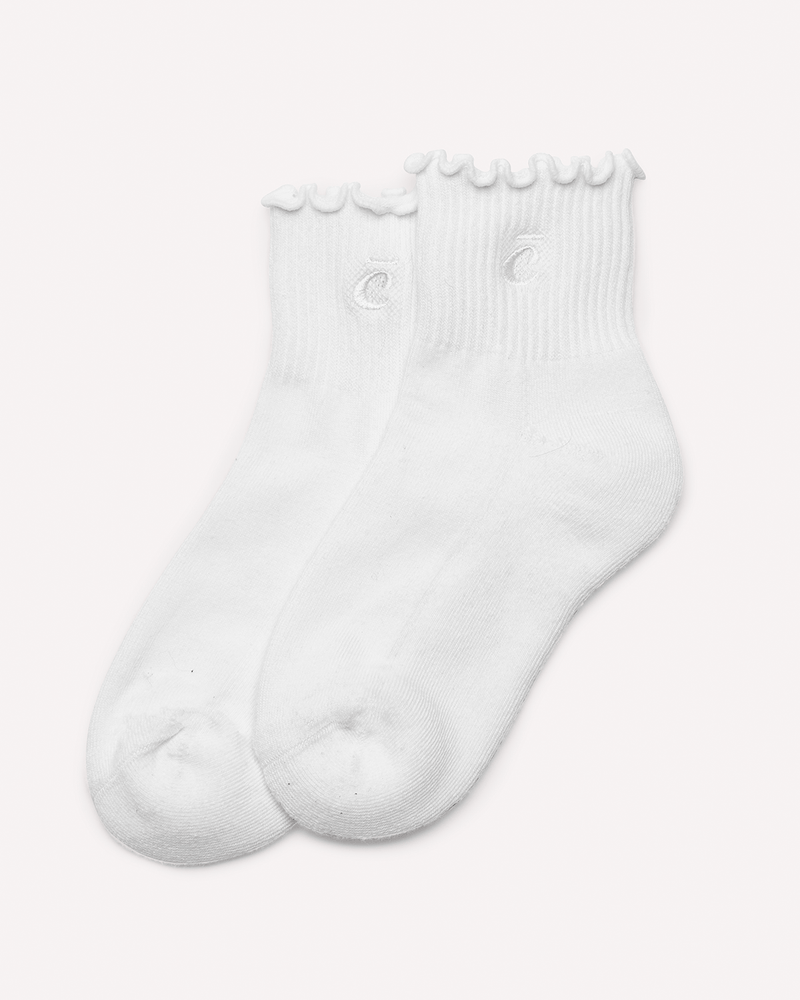 Quarter Socks - White Ruffle