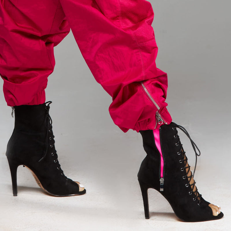Rude Boy - Hot Pink Lycra - Suede Sole - Dance Floor Only