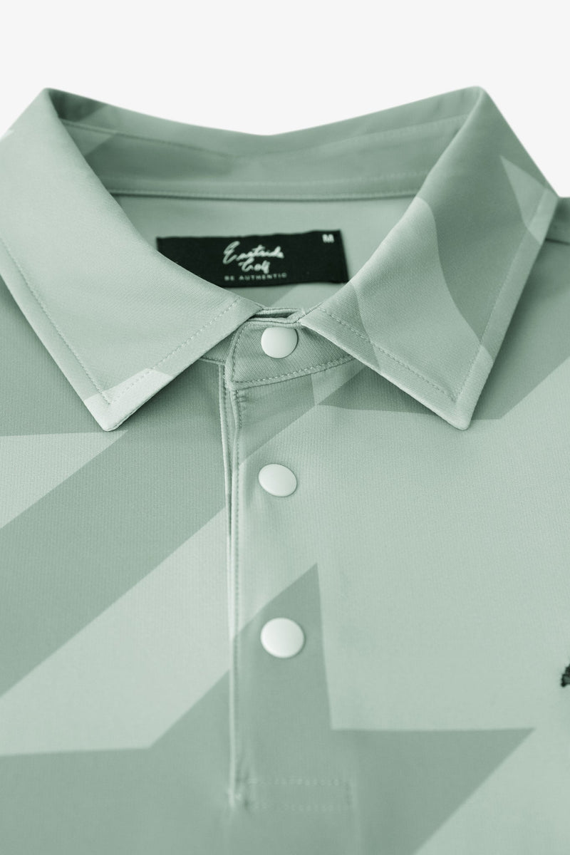 Sage Snap Placket Polo - Houndstooth