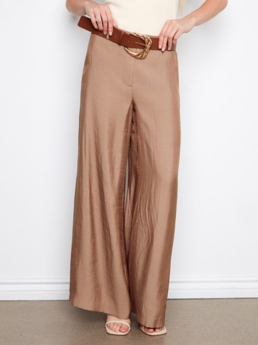 SALE CHARLIE B AIR FLOW SATIN PANT - SAND TAN