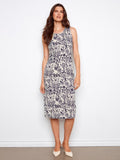 SALE CHARLIE B SLEEVELESS PRINTED DRESS - NAVY & WHITE