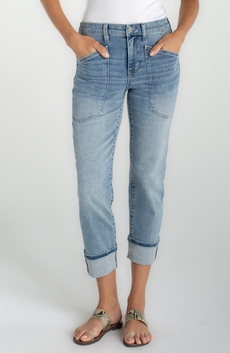 SALE LIVERPOOL MARLEY CROPPED GIRLFRIEND JEAN - DENIM