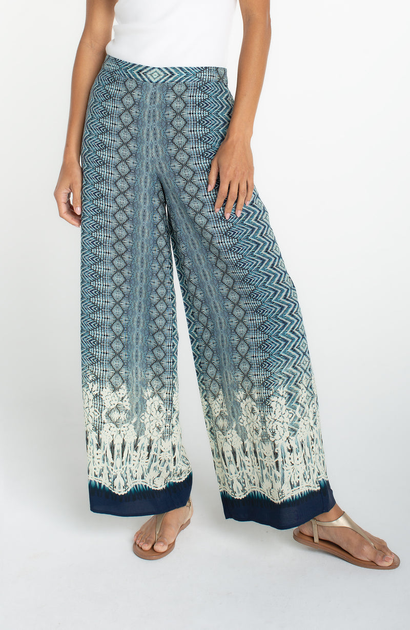 SALE LIVERPOOL PULL-ON PALAZZO PANT - NAVY MULTI