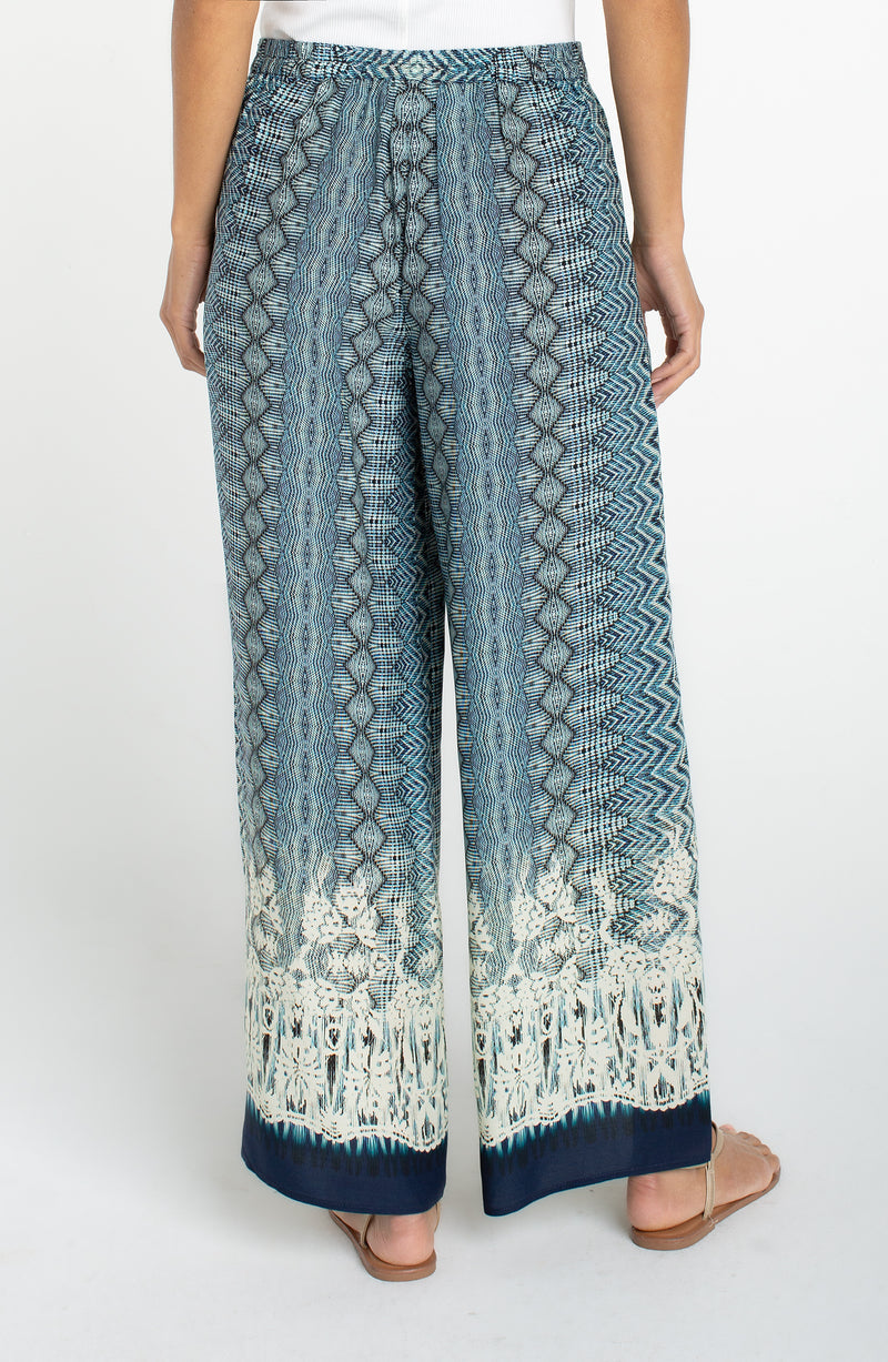 SALE LIVERPOOL PULL-ON PALAZZO PANT - NAVY MULTI