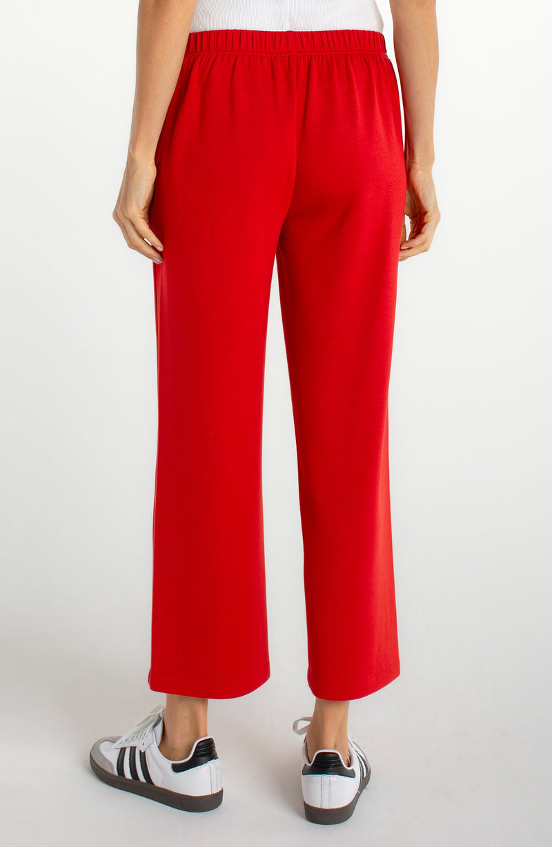 SALE LIVERPOOL PULL-ON WIDE LEG CROP TROUSER - RED