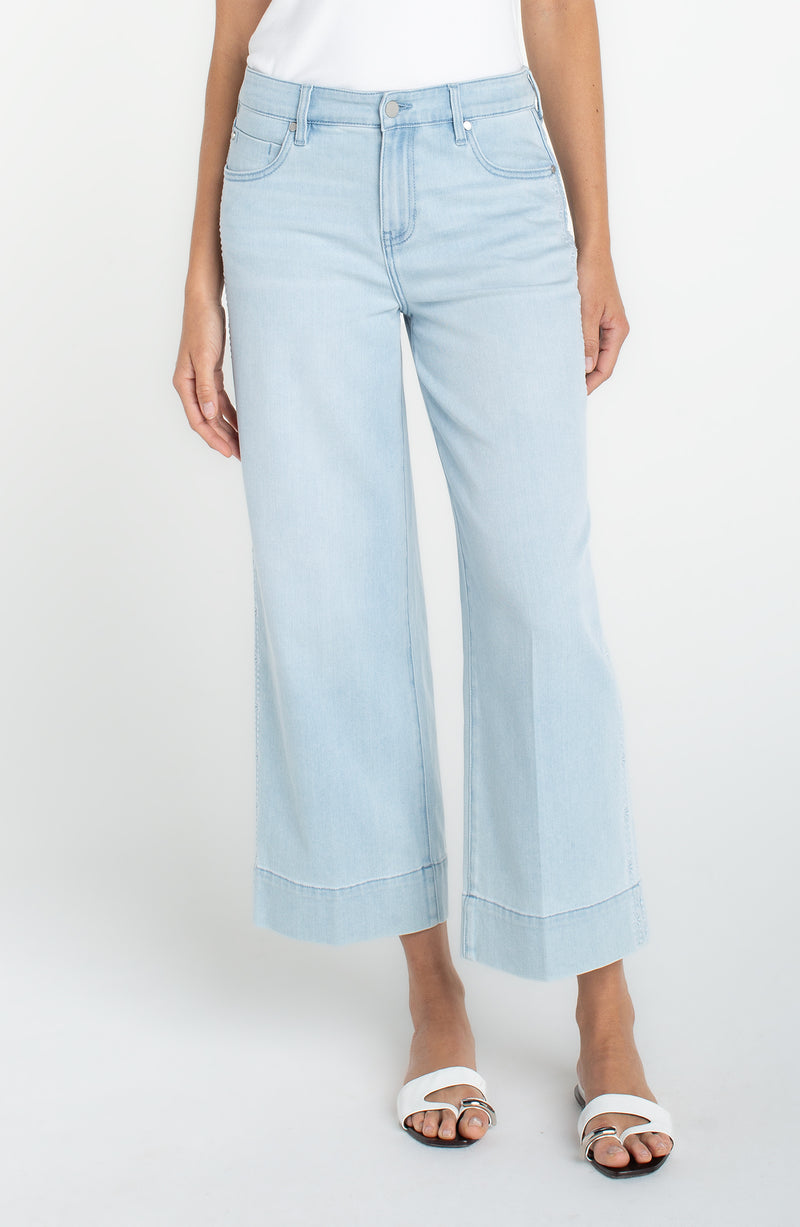 SALE - LIVERPOOL STRIDE CROP WIDE LEG - DENIM