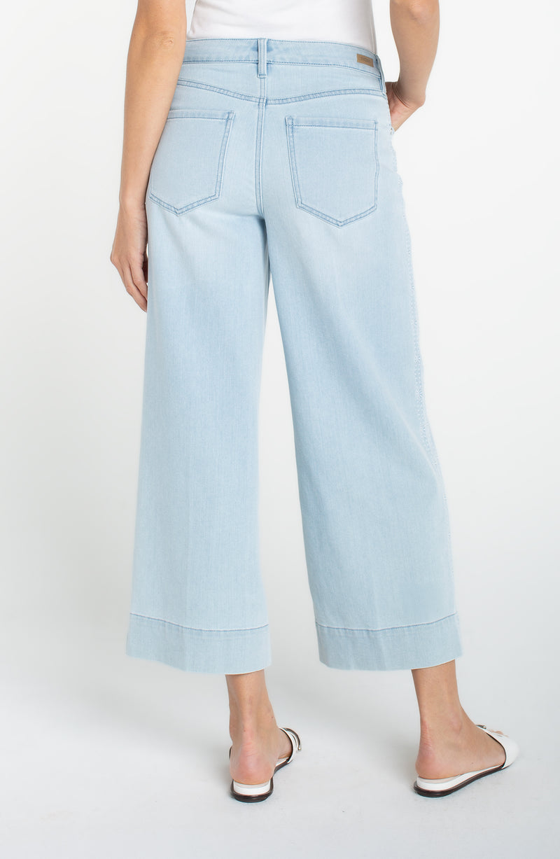 SALE - LIVERPOOL STRIDE CROP WIDE LEG - DENIM