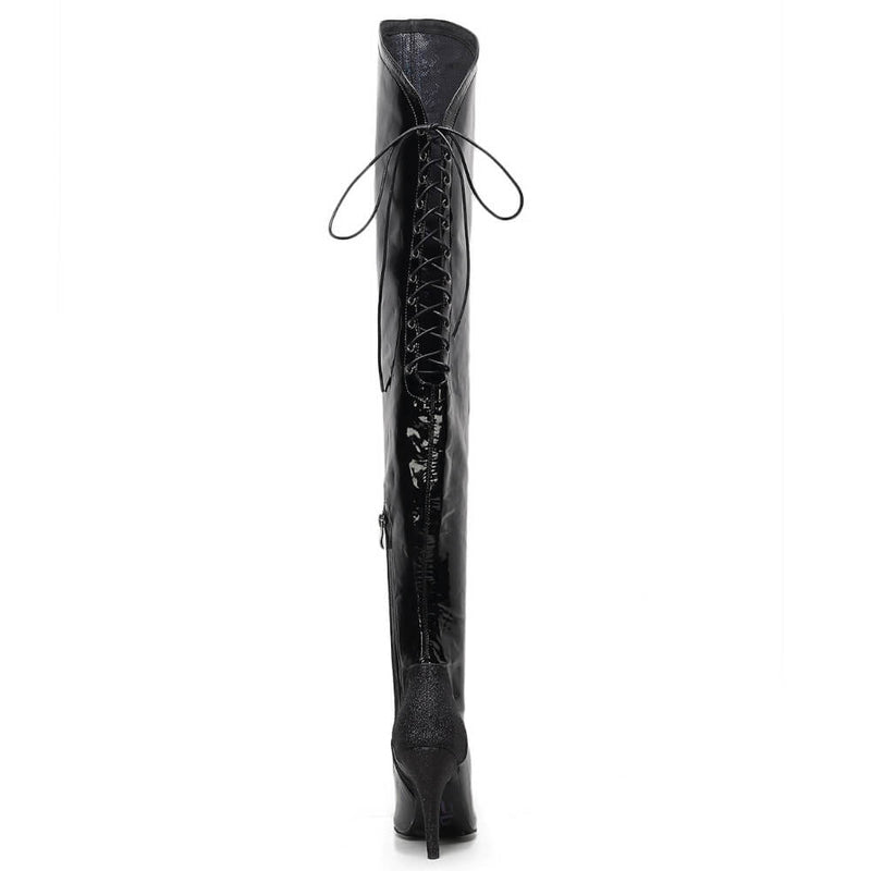 Savage Thigh High - Black Wet Look - Street Sole
