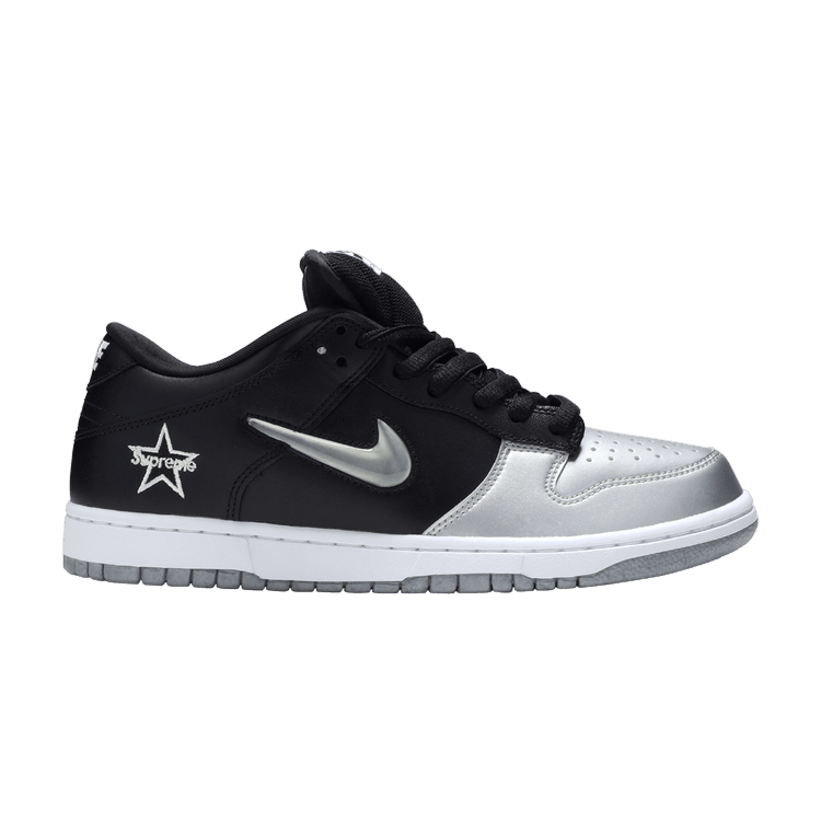 SB Dunk Low Supreme Jewel Swoosh Silver