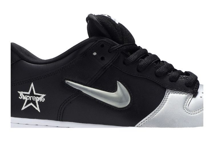 SB Dunk Low Supreme Jewel Swoosh Silver