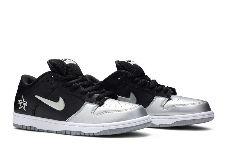 SB Dunk Low Supreme Jewel Swoosh Silver