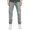 SEQUIN PAINT SPLATTER DENIM LIGHT INDIGO