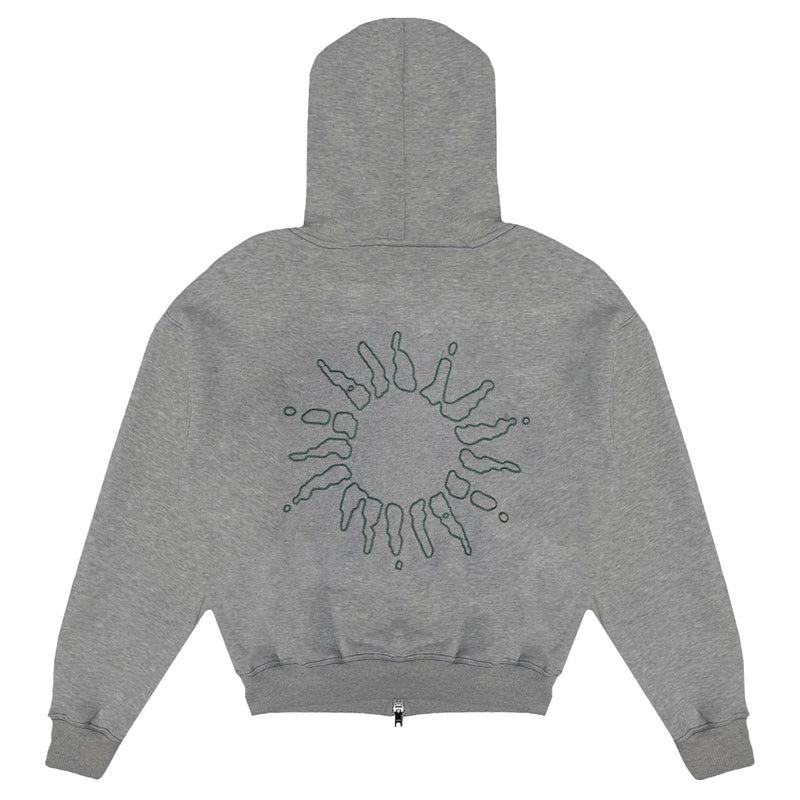SIGNATURE ZIP HOODIE MEDIUM HEATHER GREY/DARK GREEN