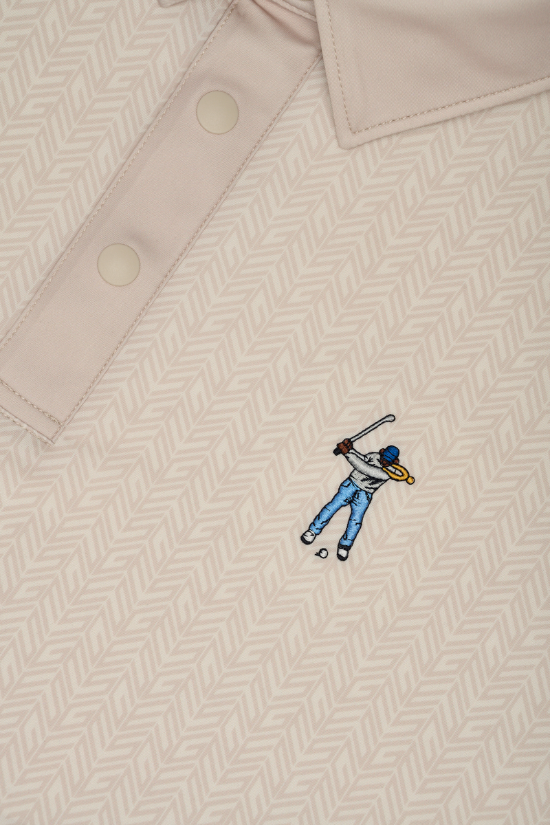 Snap Placket Polo v2 - Tweed Print