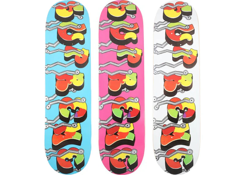 Supreme Blade Whole Car Skateboard Deck Blue/Pink/White Set