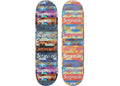 Supreme Distorted Logo Skateboard Deck Black/Yellow Set