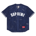 Supreme Ultrasuede Mesh Baseball Jersey 'Navy' - Side Kicks