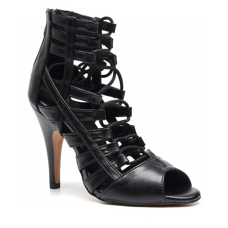 Tiyah - Black Vegan Leather - Street Sole