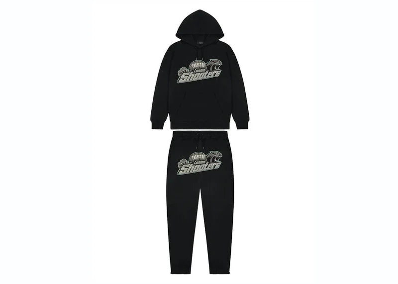 Trapstar Shooters Hoodie Tracksuit Black/Teal - Side Kicks