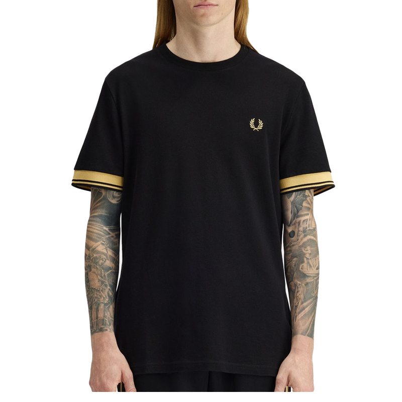TWIN TIPPED CUFF SHIRT BLACK/ CHAMPAGNE