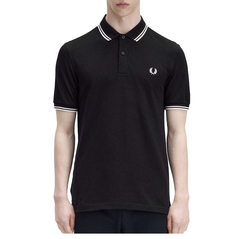 TWIN TIPPED FRED PERRY PIQUÉ SHIRT BLACK