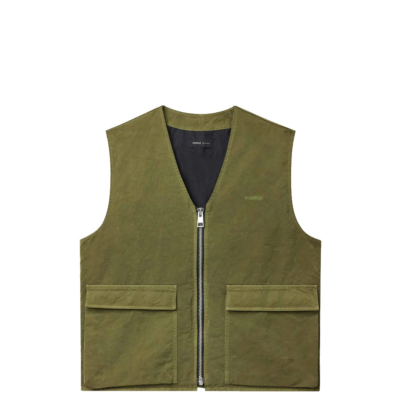 WOVEN FULL ZIP UTILITY VEST MILITARY WORDMARK